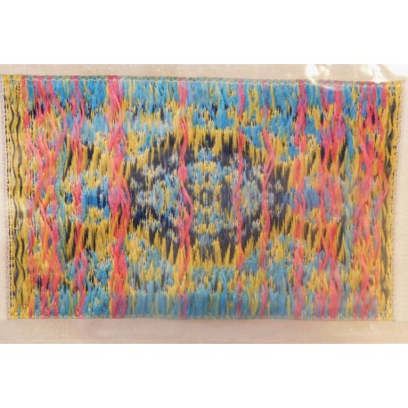 1 tapis fils tissés vert et bleu 16,5cm sur 9,7cm