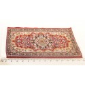 1 tapis fils tissés bordeaux et beiges 16,5cm sur 9,7cm