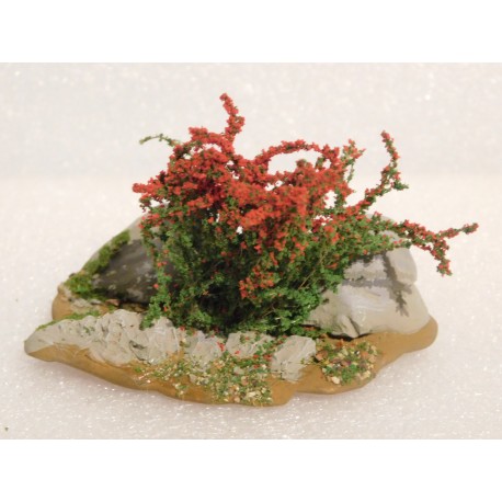 Décor pierres et plantes fleuries 7,7cm de long