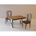 Table avec 2 chaises en bois de tilleul teinté