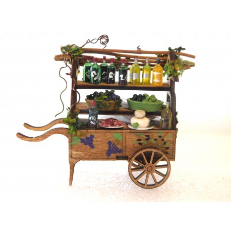 Chariot "vin et huile d'olives" 6cm de long