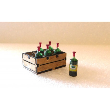 1 Cagette à casiers et 6 bouteilles vin  1,1cm de haut (vendue à l'unité)