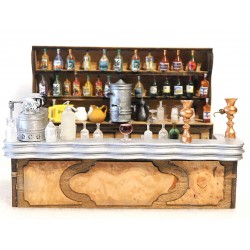 Ensemble bar avec marqueterie loupe d'orme, modèle 1